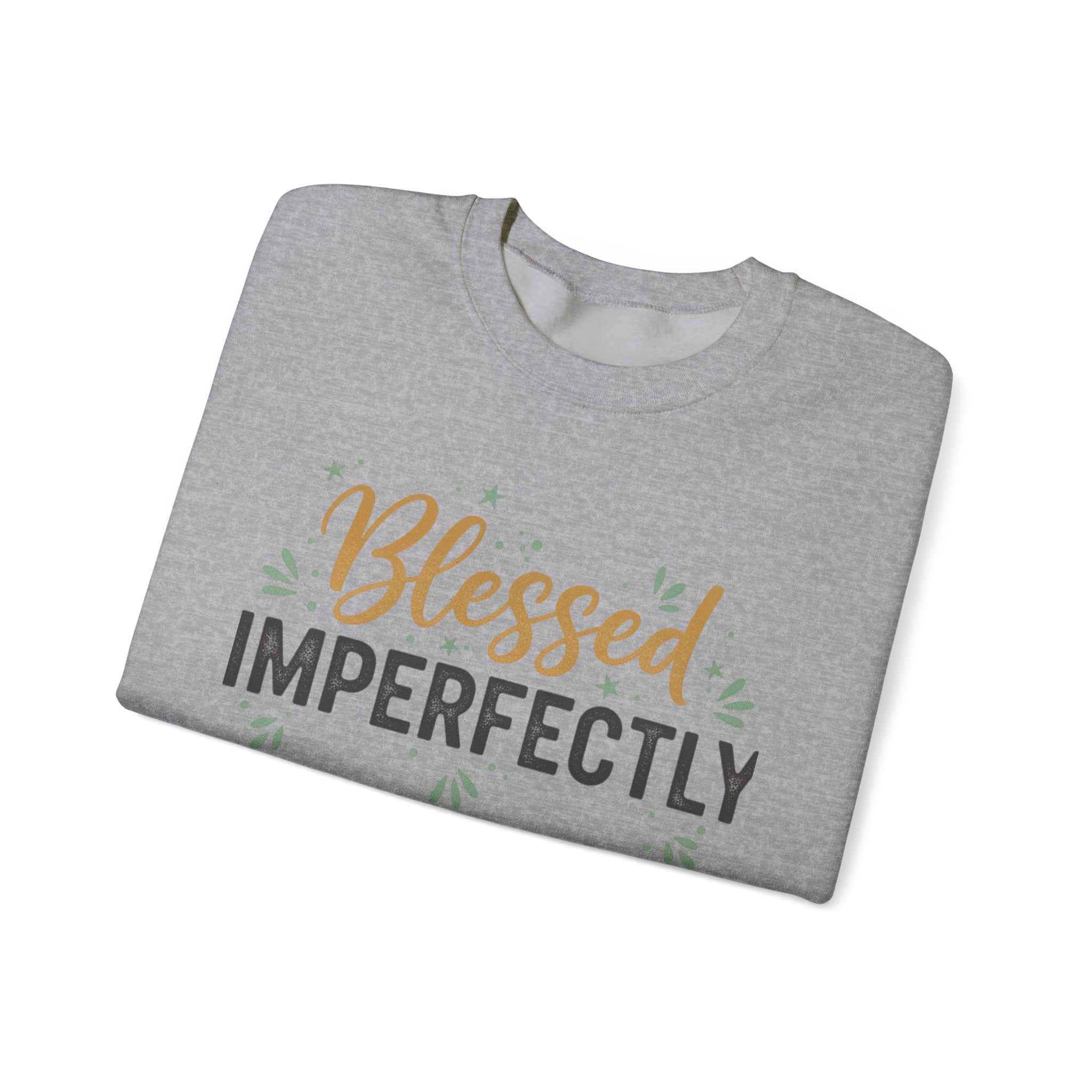 Blessed Imperfectly Sweatshirt | Inspirational Christian Typography, Floral Accents