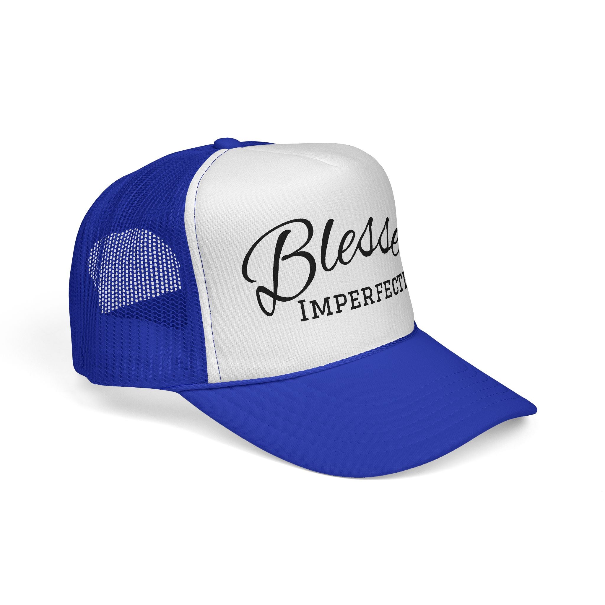 Blessed Imperfectly Trucker Cap | Script Logo Mesh Hat