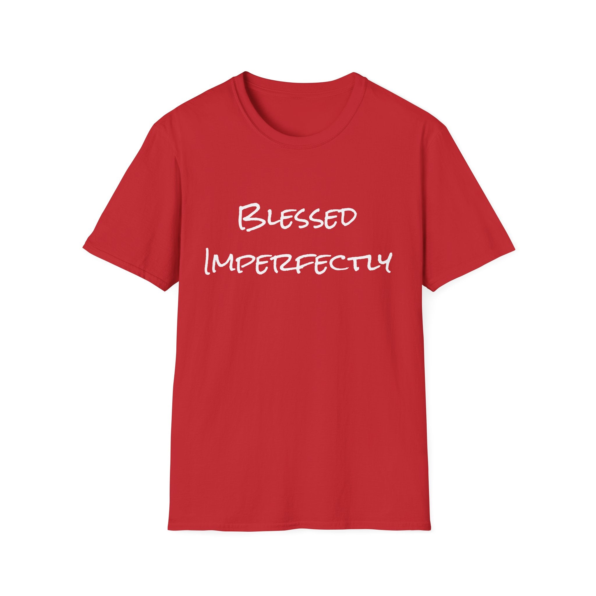 Blessed Imperfectly T-Shirt | handwritten script, inspirational faith tee