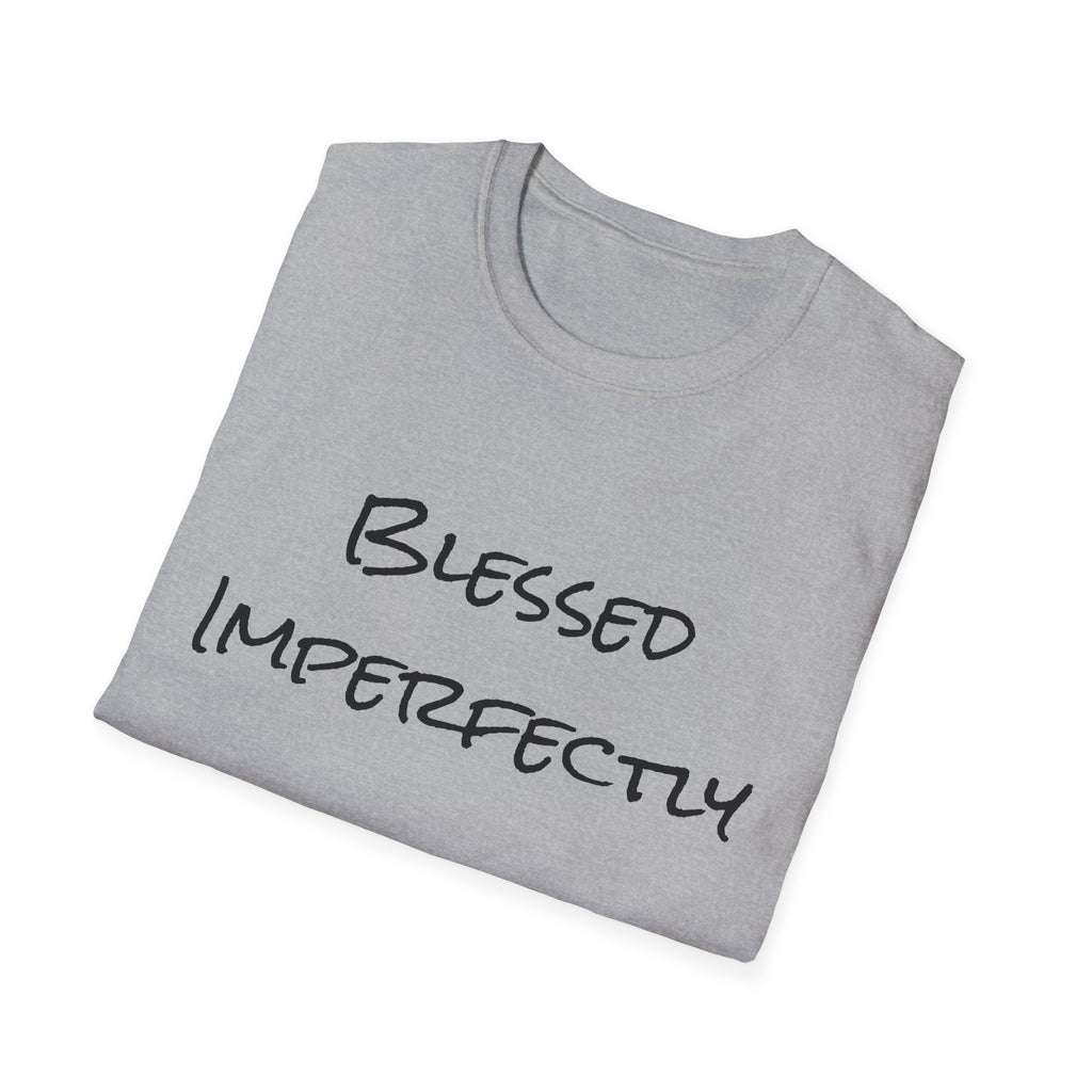 Blessed Imperfectly T-Shirt | handwritten script, inspirational faith tee