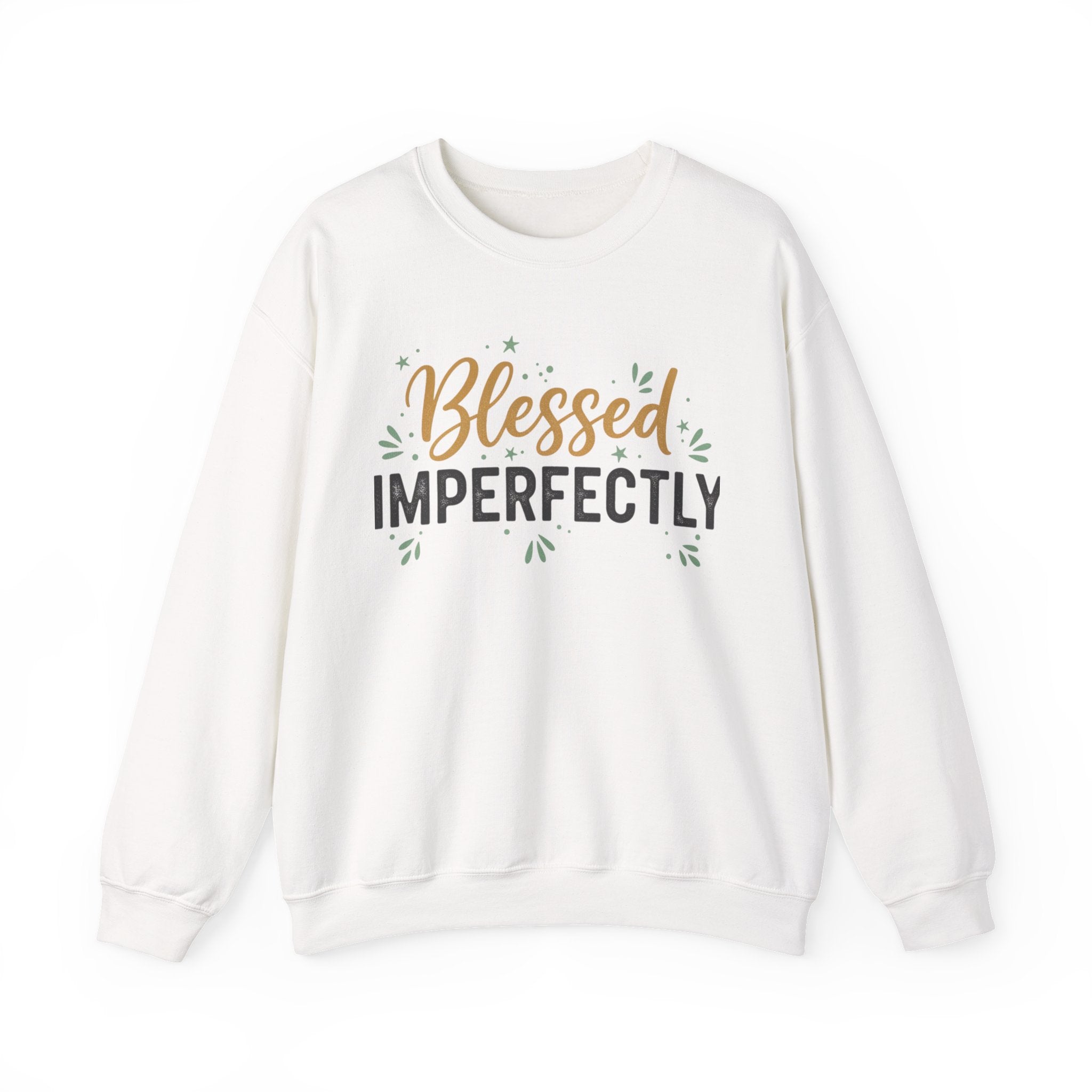 Blessed Imperfectly Sweatshirt | Inspirational Christian Typography, Floral Accents