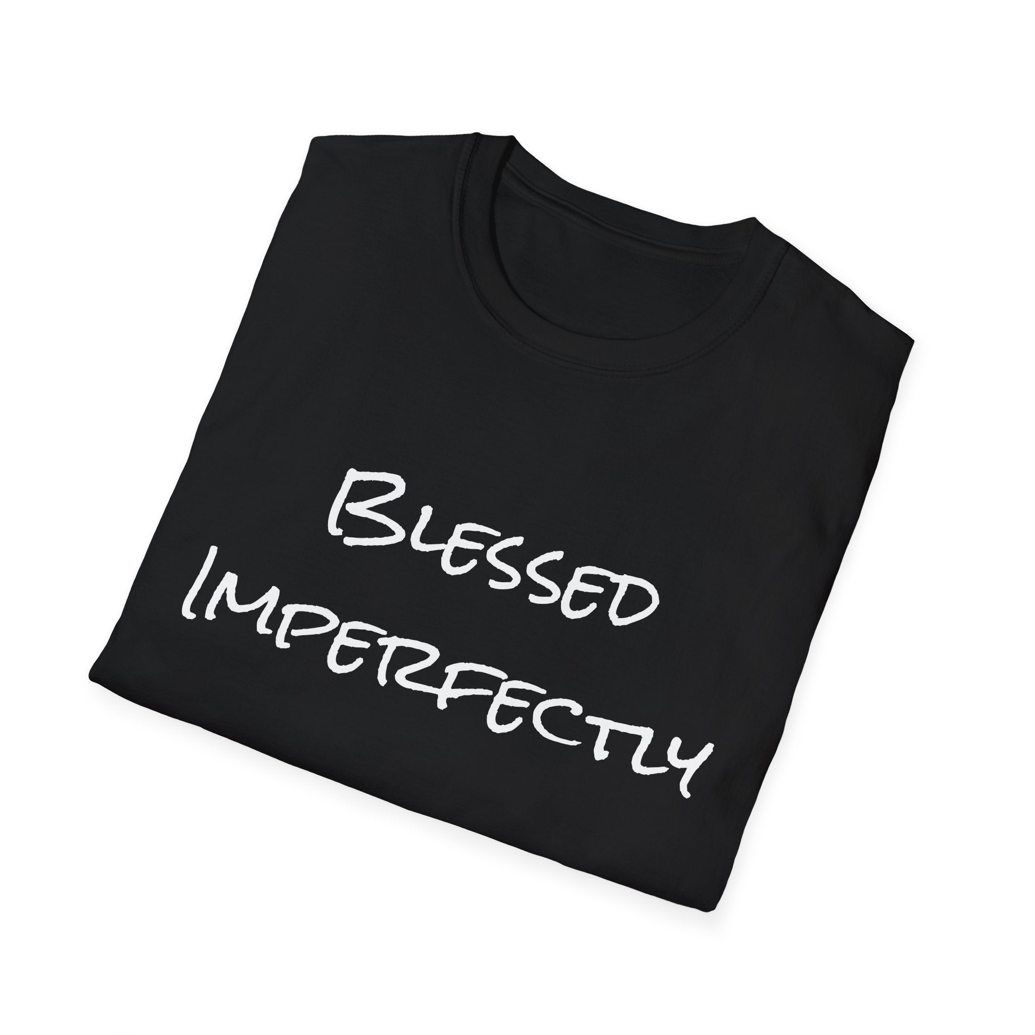 Blessed Imperfectly T-Shirt | handwritten script, inspirational faith tee