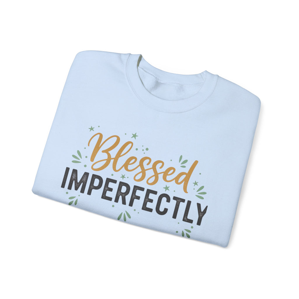 Blessed Imperfectly Sweatshirt | Inspirational Christian Typography, Floral Accents