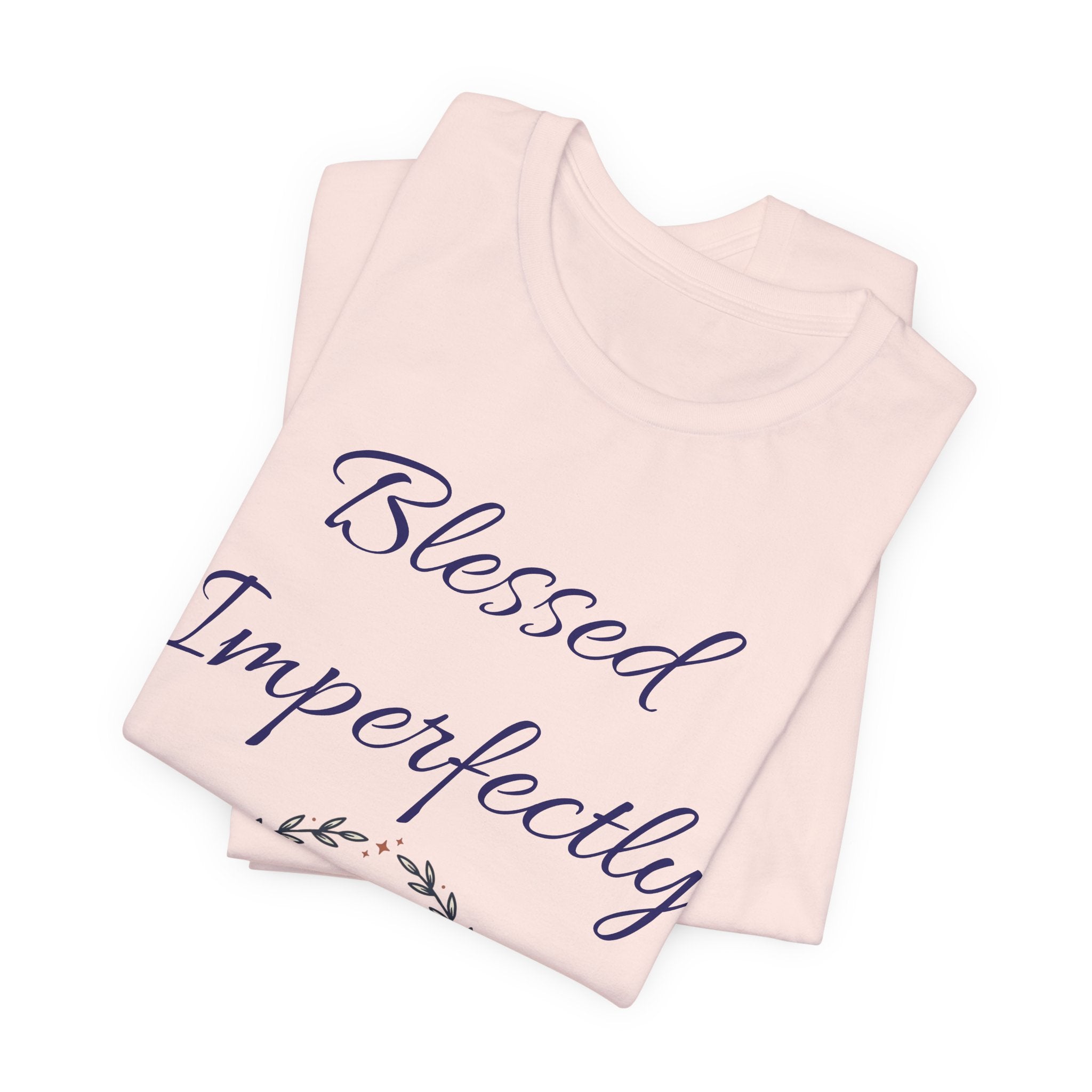 Blessed Imperfectly tee | Inspirational Script Heart Wreath Shirt