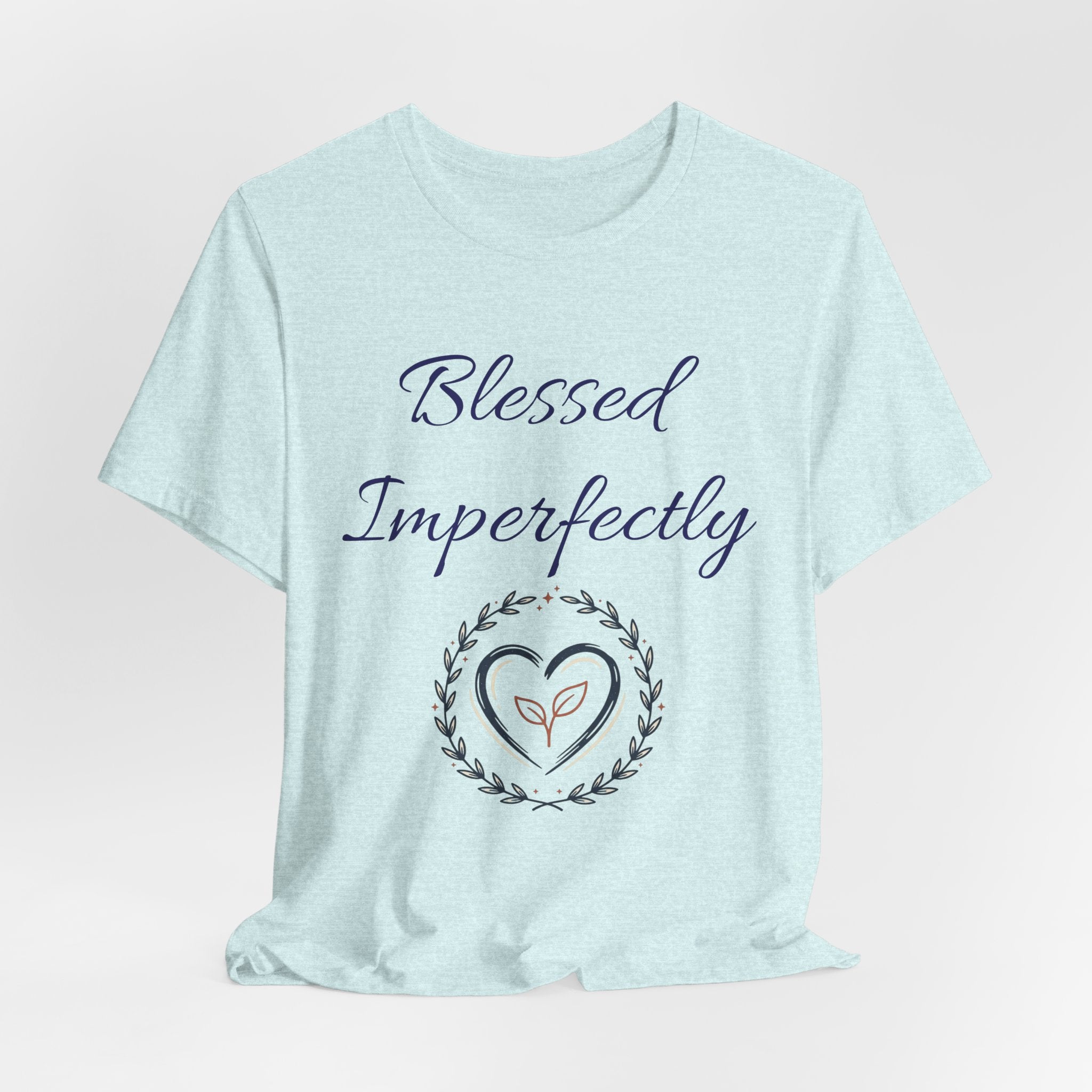 Blessed Imperfectly tee | Inspirational Script Heart Wreath Shirt