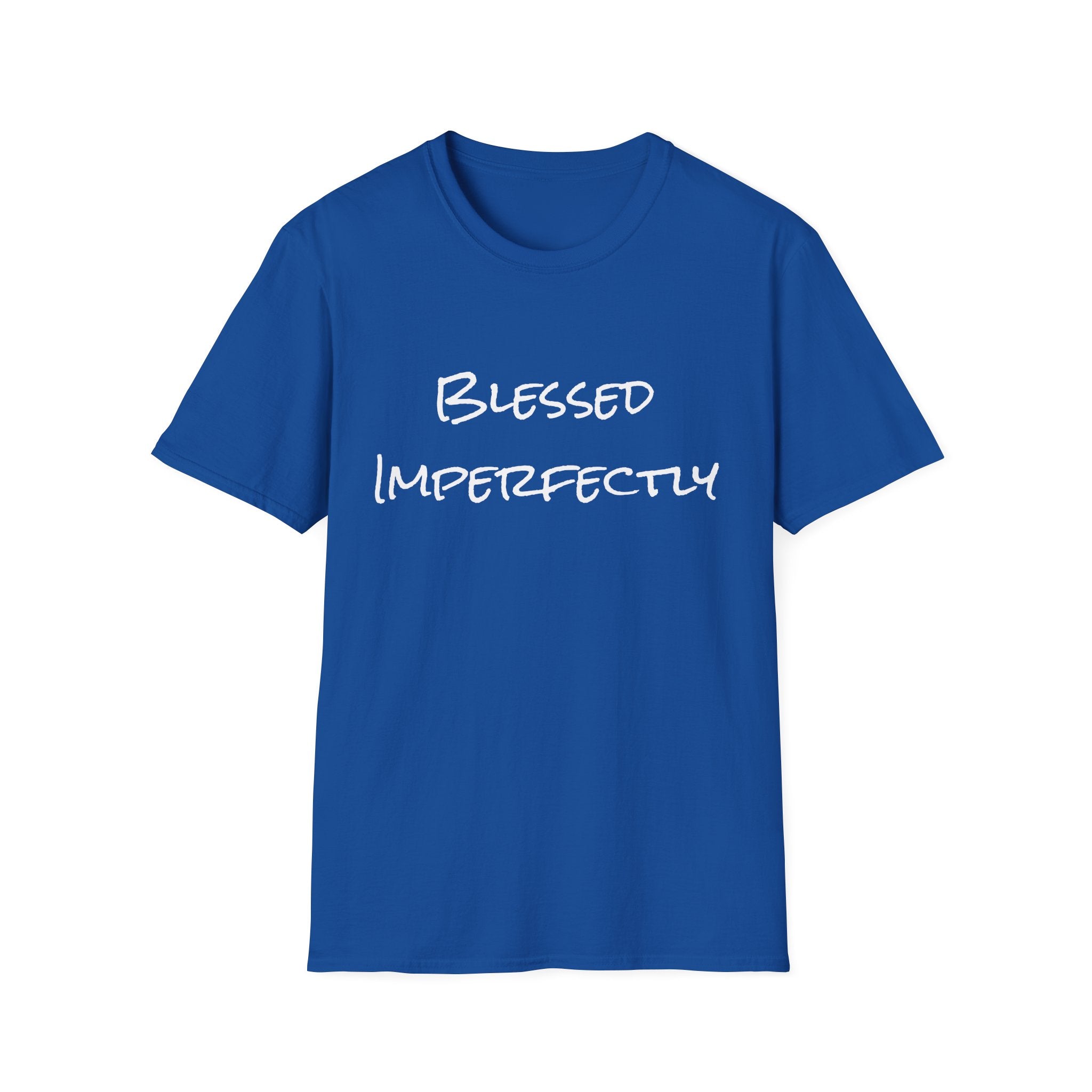 Blessed Imperfectly T-Shirt | handwritten script, inspirational faith tee