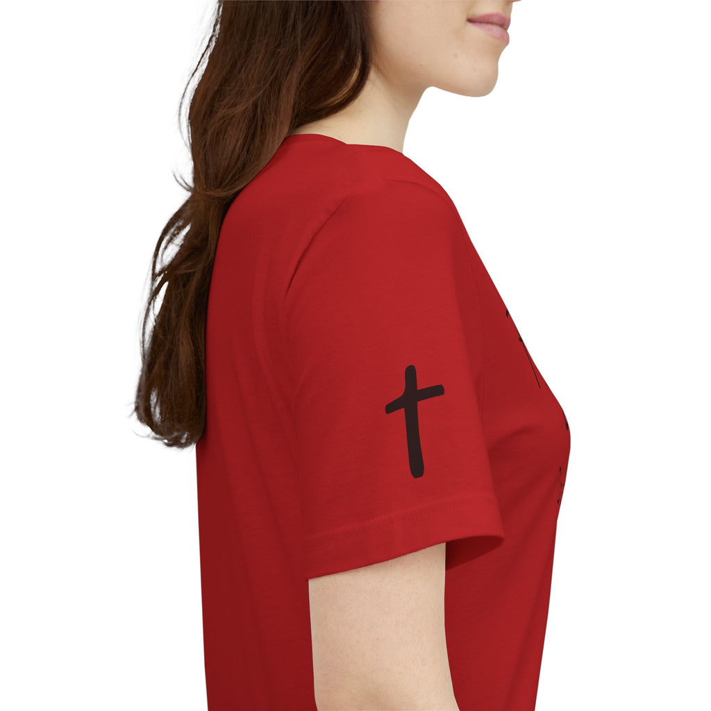 Forgiven Psalms 32:1 Tee | Christian Faith Shirt with Sleeve Cross