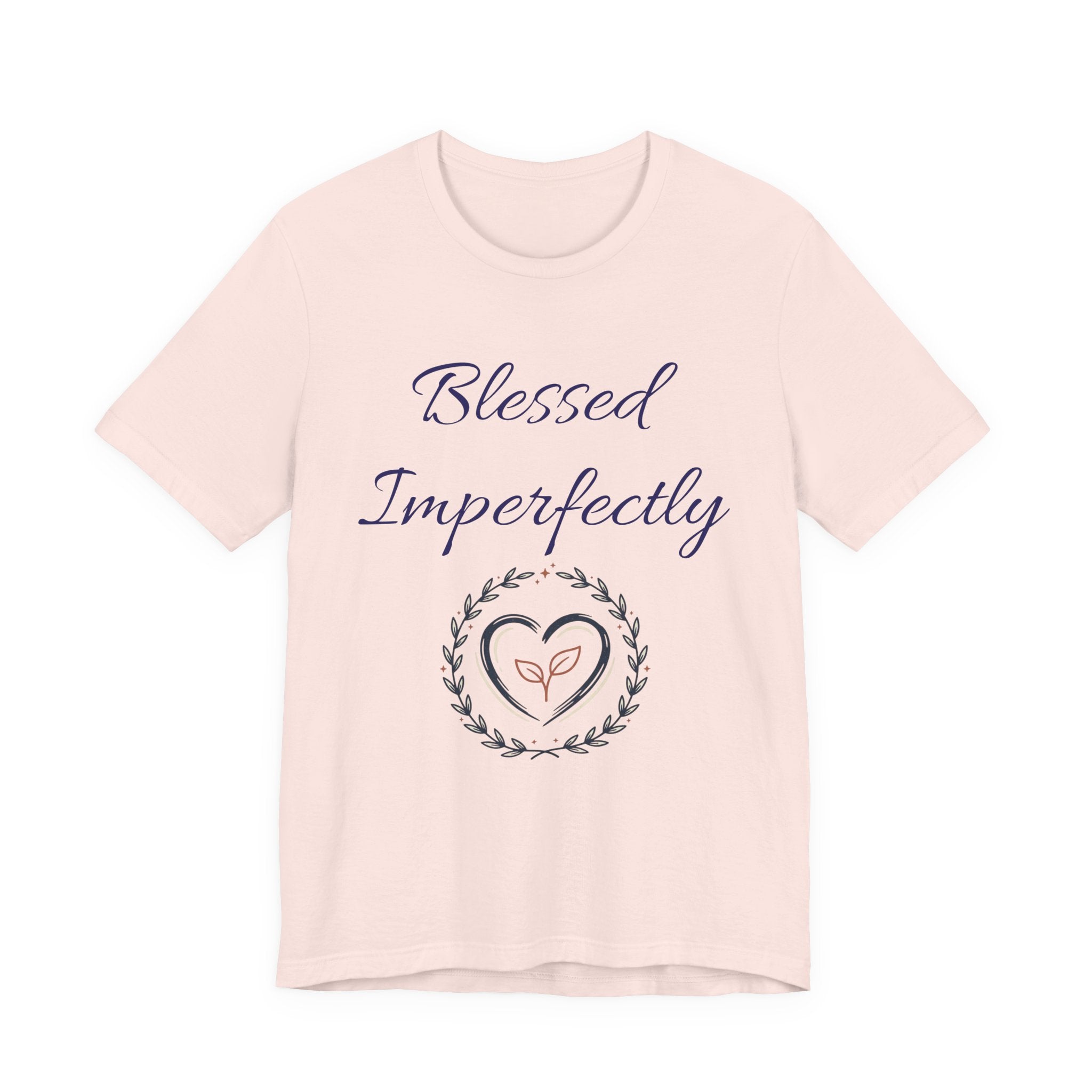 Blessed Imperfectly tee | Inspirational Script Heart Wreath Shirt