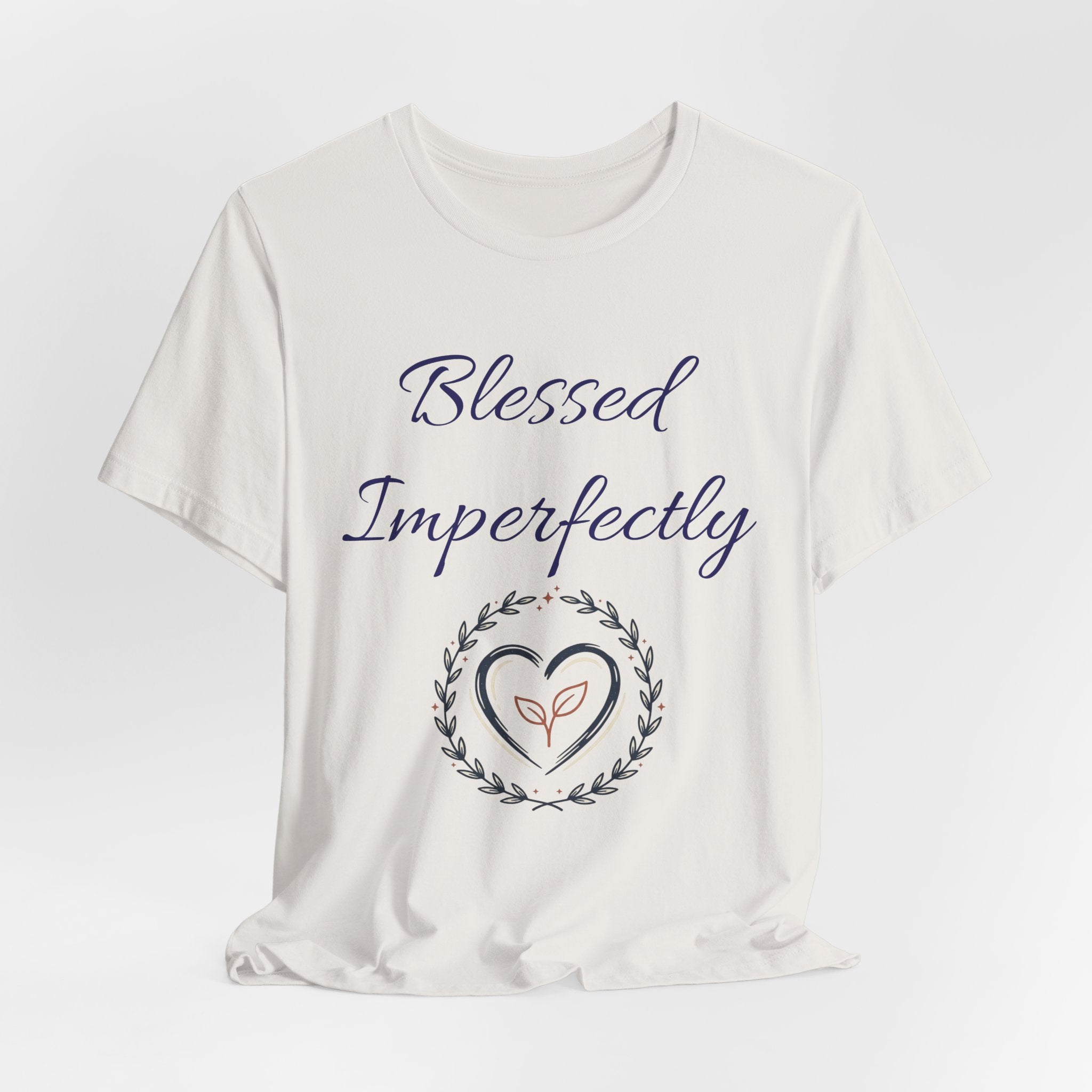Blessed Imperfectly tee | Inspirational Script Heart Wreath Shirt