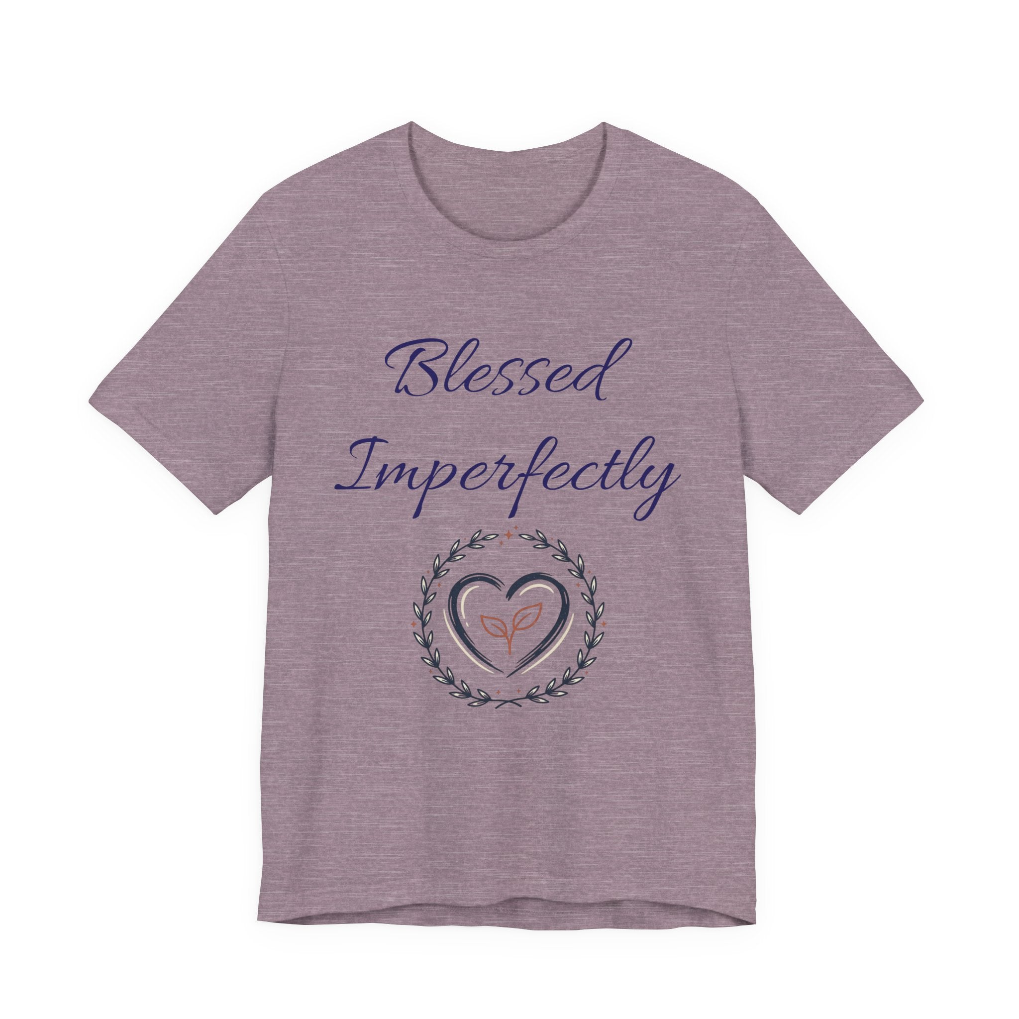 Blessed Imperfectly tee | Inspirational Script Heart Wreath Shirt
